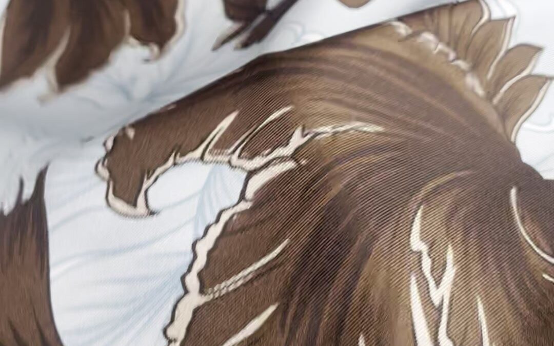 Twill 100% seta stampato in digitale con disegno floreale marrone